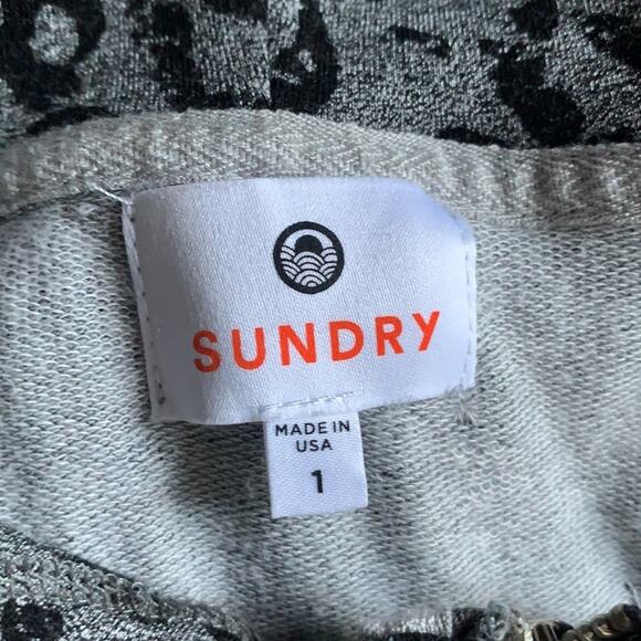 Sundry Animal Print Gray Black Zip-up Drawstring Super Soft Hoodie W-163 Sz S - Picture 7 of 10